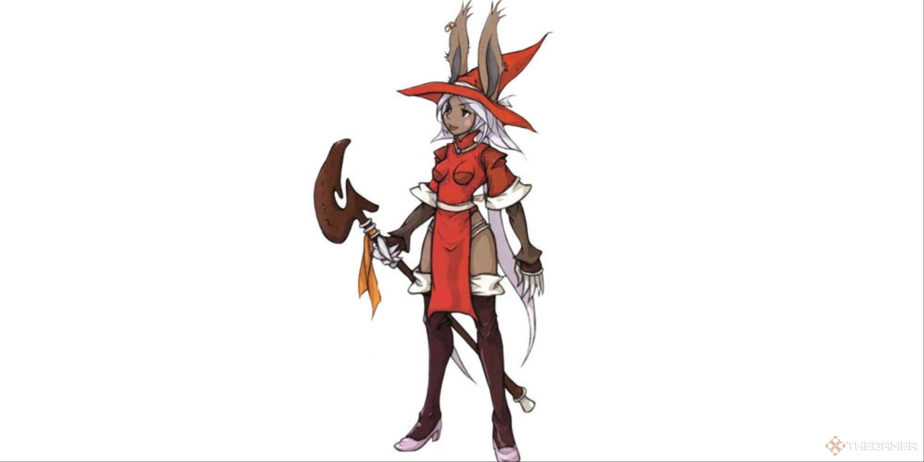 A Viera Red Mage from Final Fantasy Tactics Advance holding a stave.