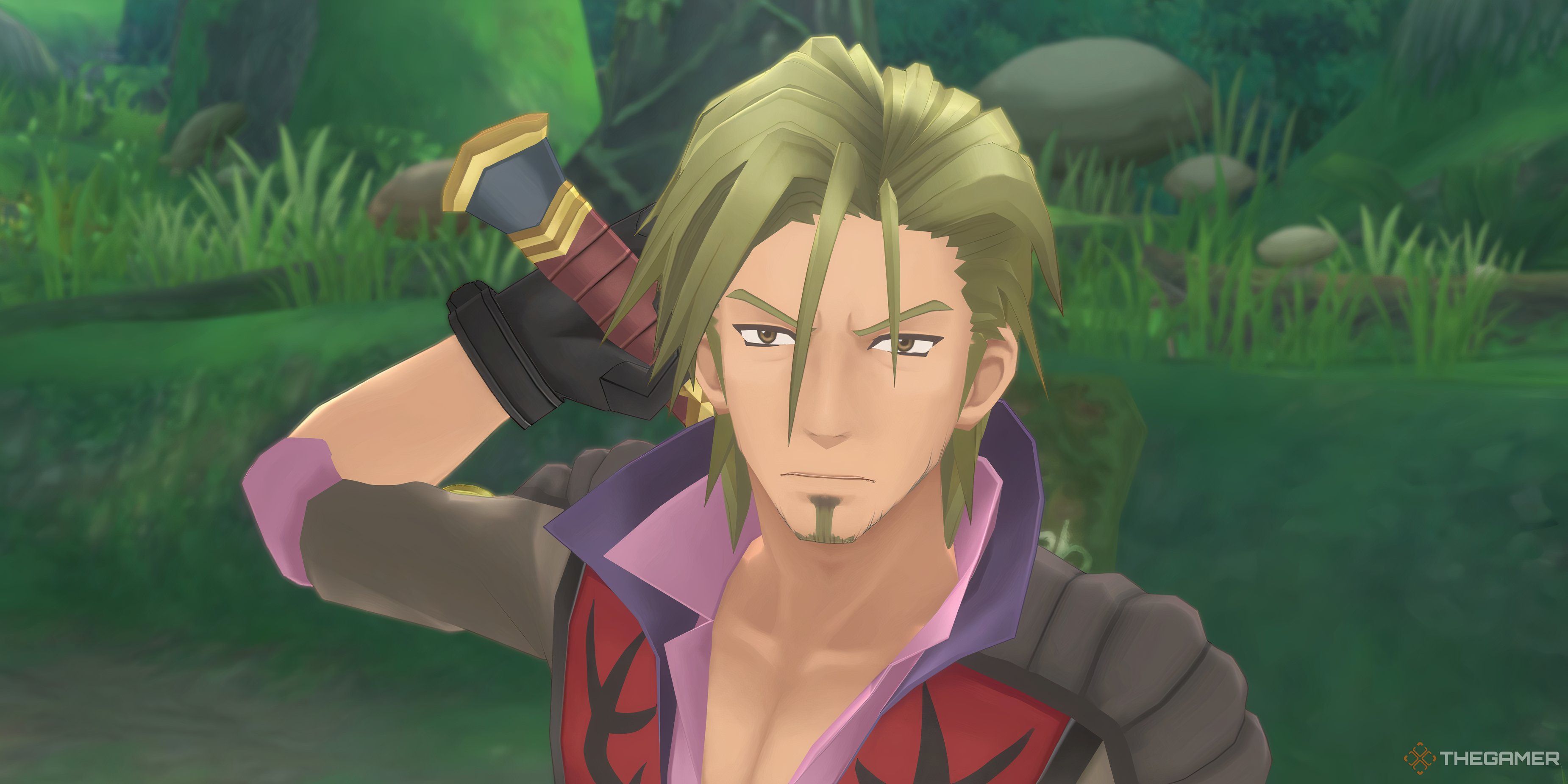 Close up shot of Malik drawing his bladerang in Orlen Forest in Tales Of Graces F Remastered.