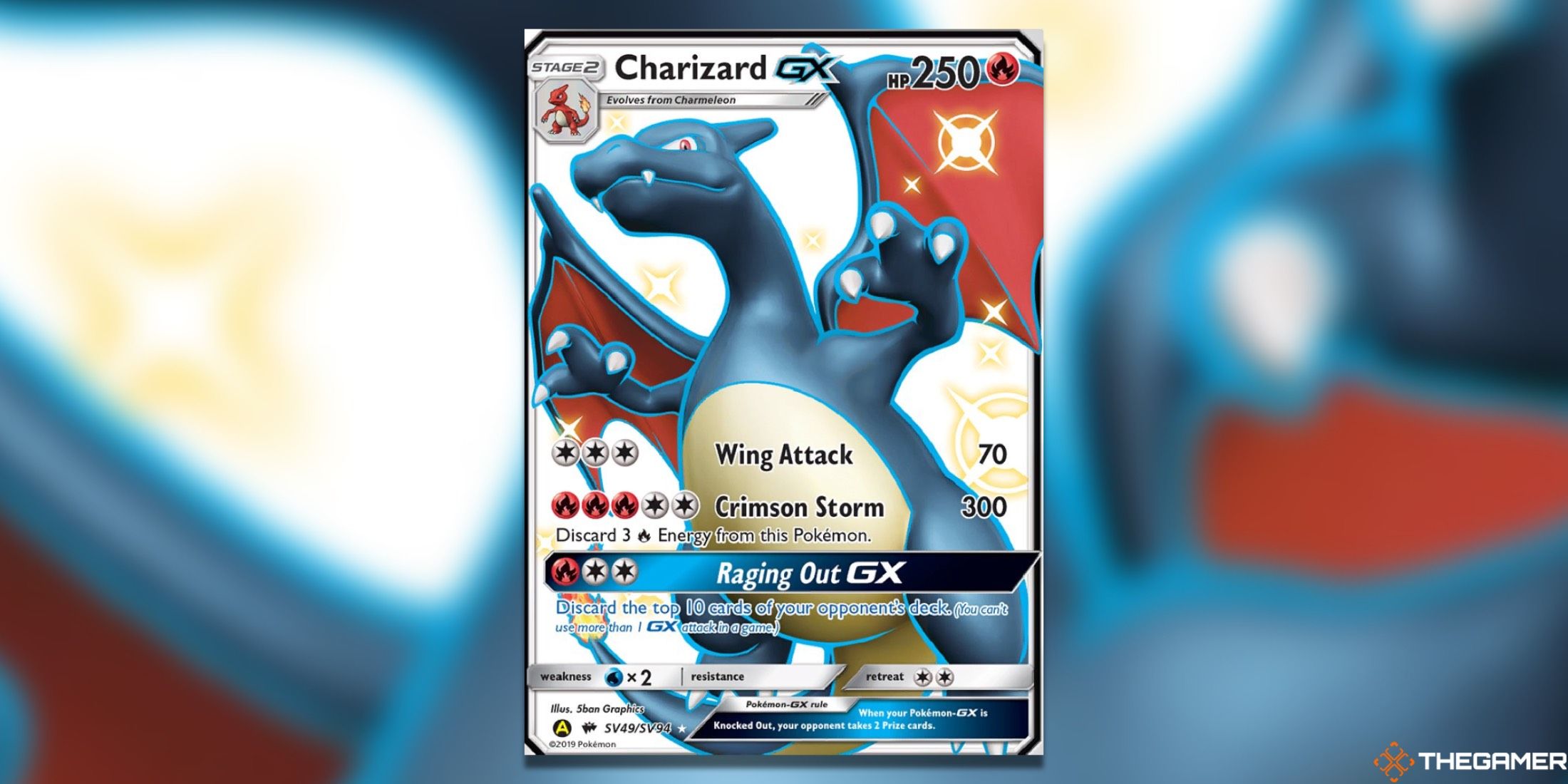 The Burning Shadows Charizard GX Full Art from the Pokemon TCG.