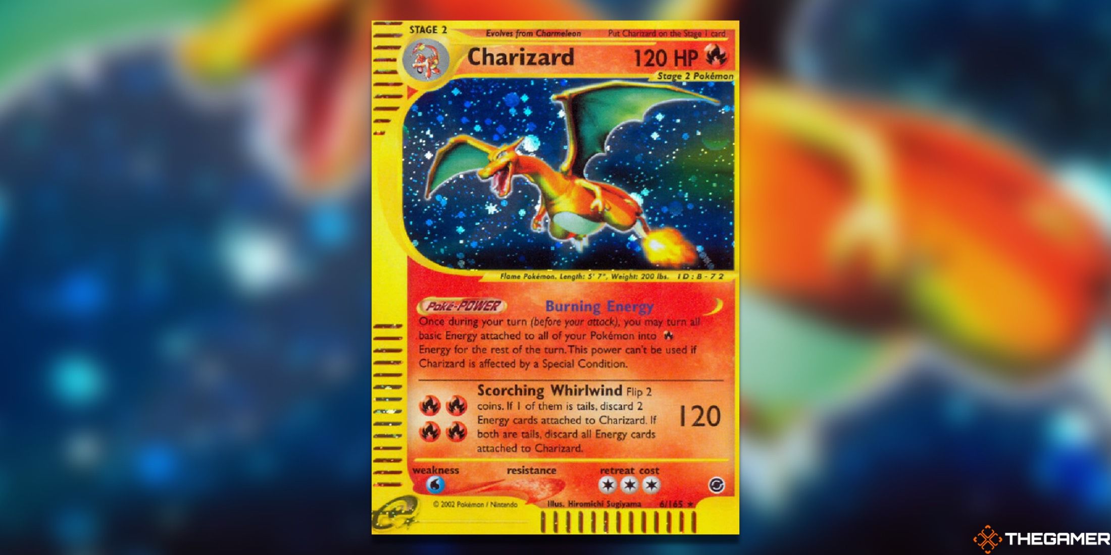 The Holo Rare Expedition Charizard from the Pokemon TCG.