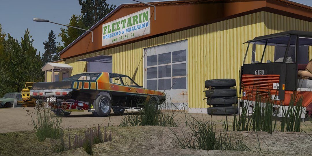 Player looking at Fleetarin's shop in My Summer Car.