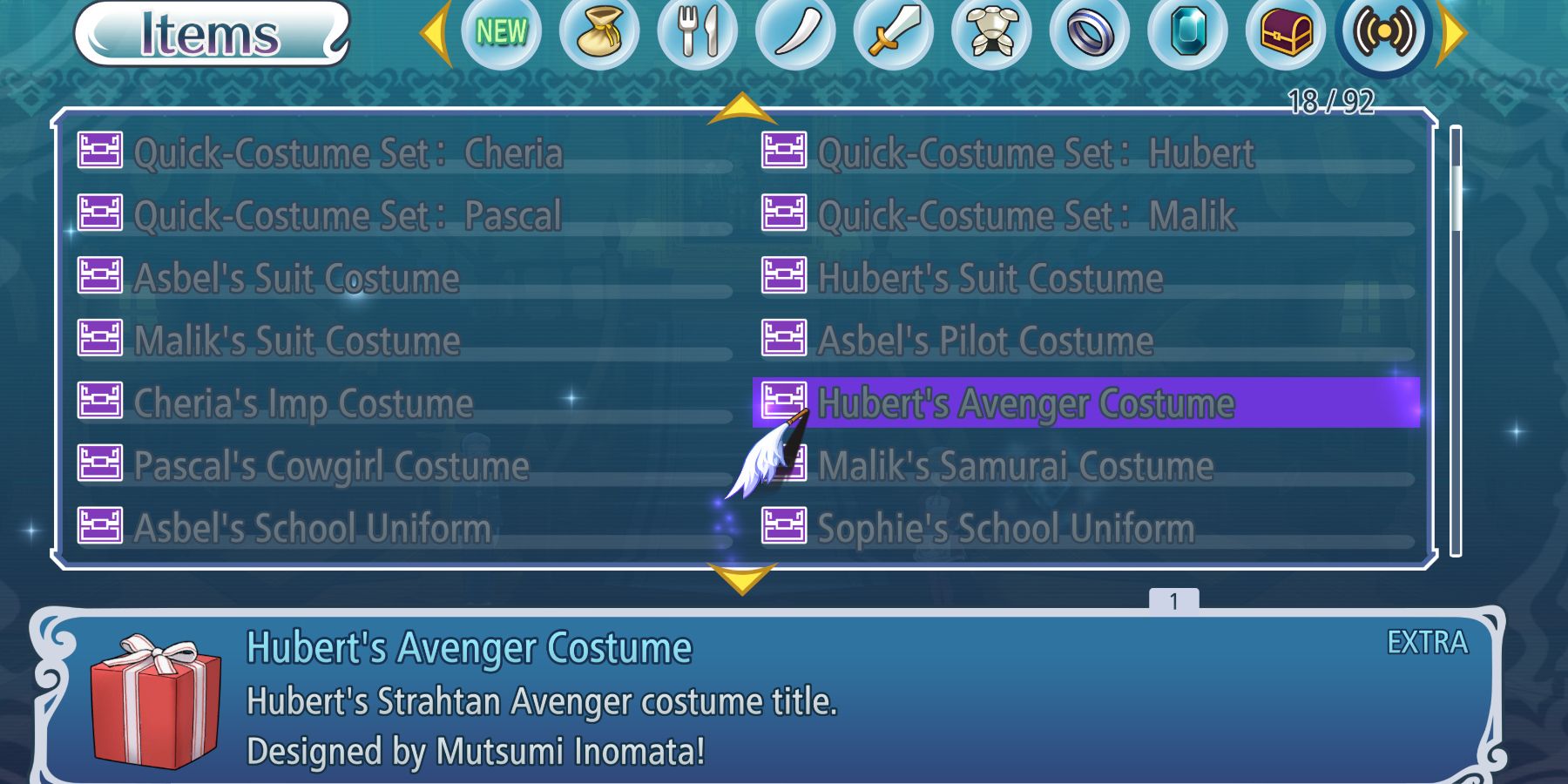 Tales of Graces f - claiming costumes from the bonus menu