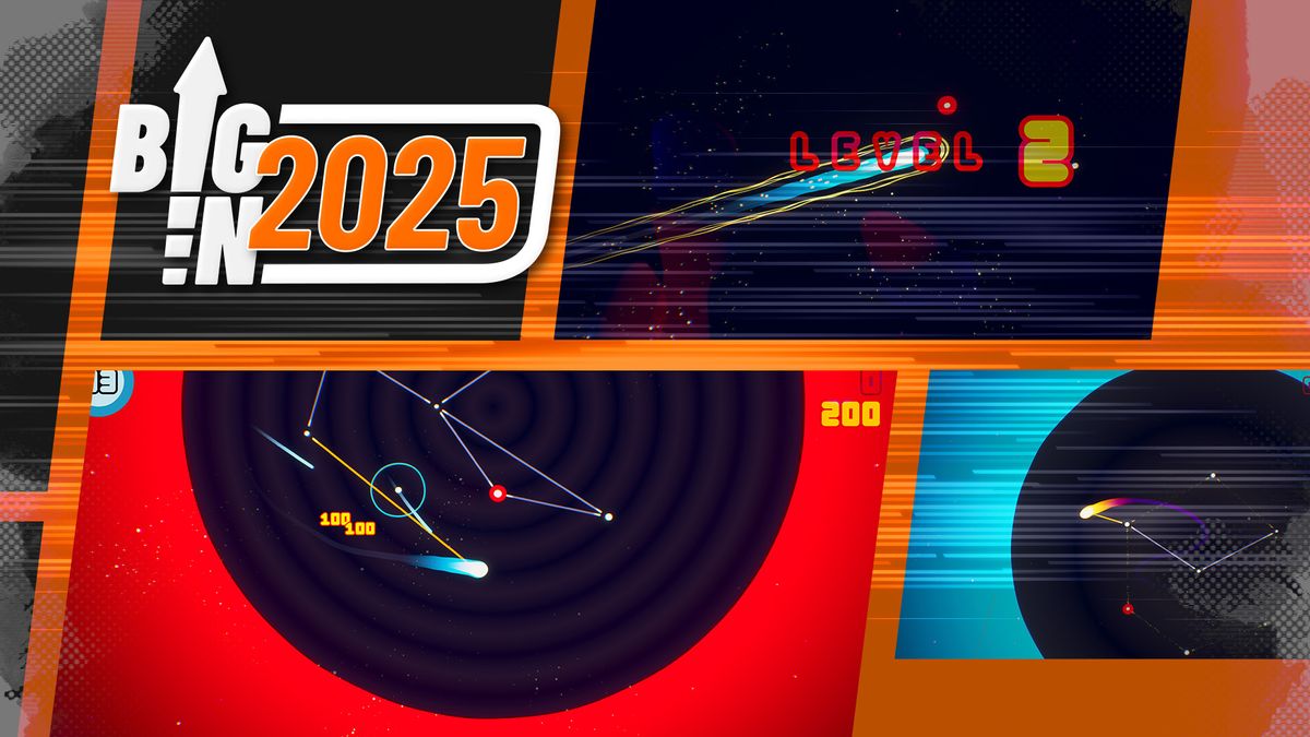 Faraway screenshot of shooting stars and a level up sign next to the Big in 2025 logo