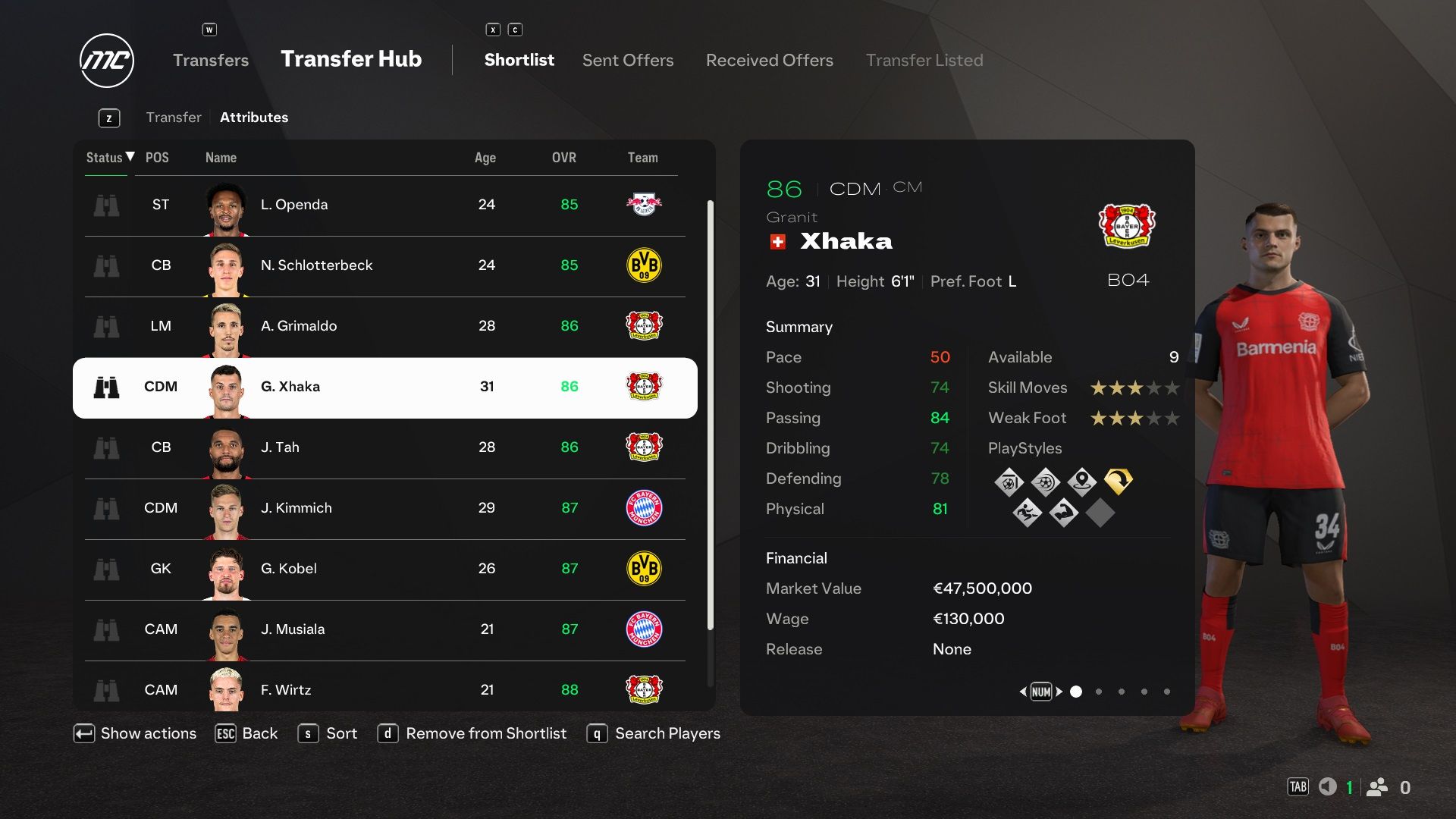 Granit Xhaka in EA Sports FC 25.