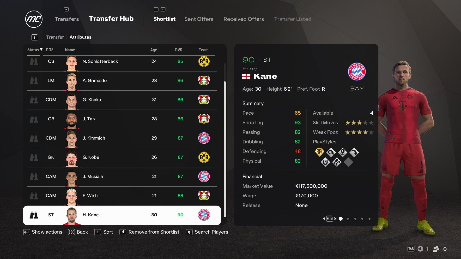 Harry Kane in EA Sports FC 25.