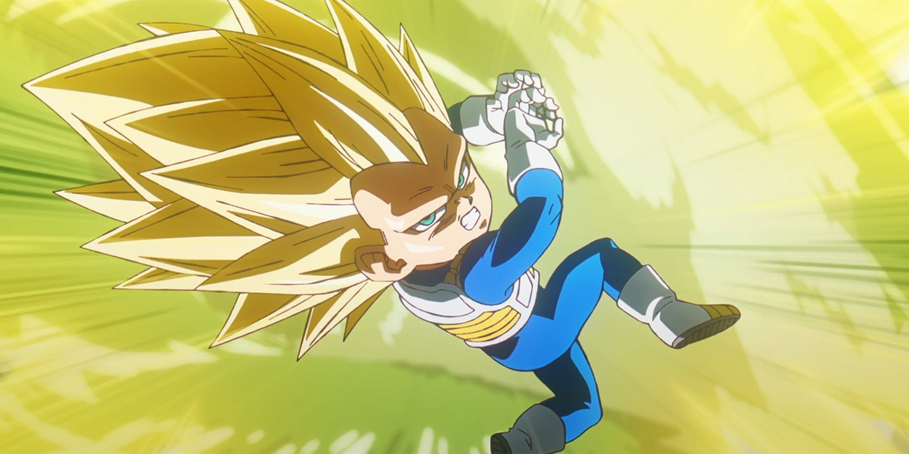 Super Saiyan 3 Vegeta charging an attack in Dragon Ball DAIMA