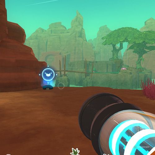 The player is looking at the the Dry Reef's Map Data Node in Slime Rancher.