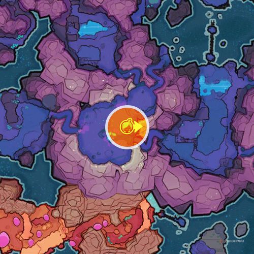 An orange circle shows the Indigo Quarry's Data Node location on the map in Slime Rancher