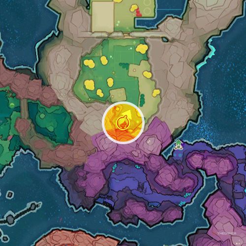 An orange circle shows the location of a Slime Gate that grants access to Ancient Ruins from the Indigo Quarry in Slime Rancher