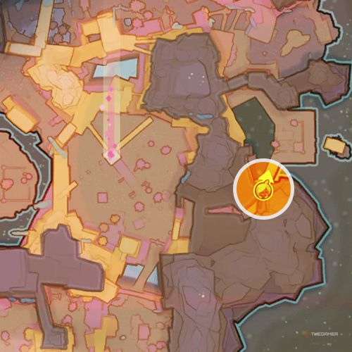 An orange circle shows the location of the Glass Desert's second slime gate in Slime Rancher