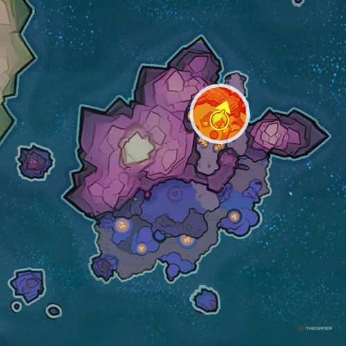 An orange circle shows the location of the Indigo Quarry's vault door in Slime Rancher