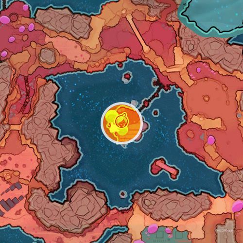 An orange circle shows the Dry Reef's first Gordo slime in Slime Rancher