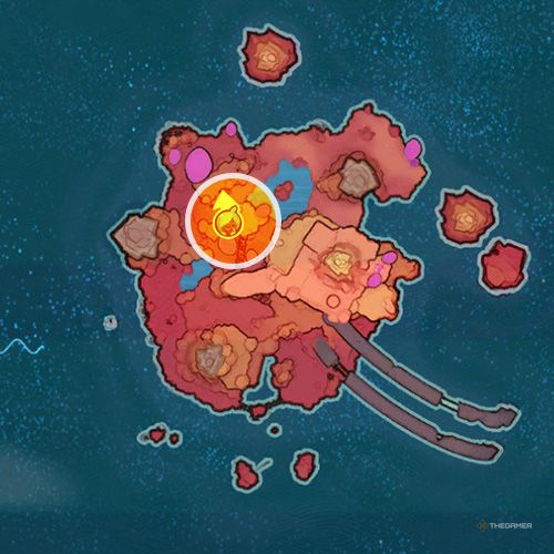 An orange circle shows the Dry Reef's fifth Gordo slime in Slime Rancher