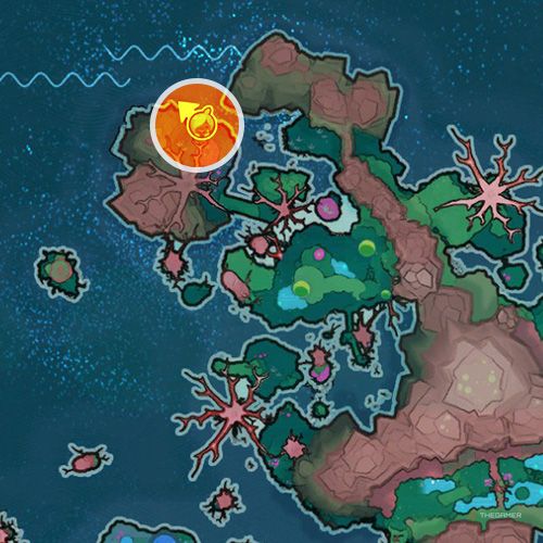 An orange circle shows the Moss Blanket's Hunter Gordo location in Slime Rancher