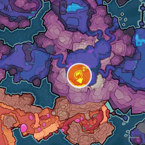 An orange circle shows the Indigo Quarry's Rock Gordo location in Slime Rancher