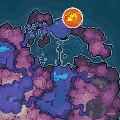 An orange circle shows the Indigo Quarry's second Rock Gordo location in Slime Rancher