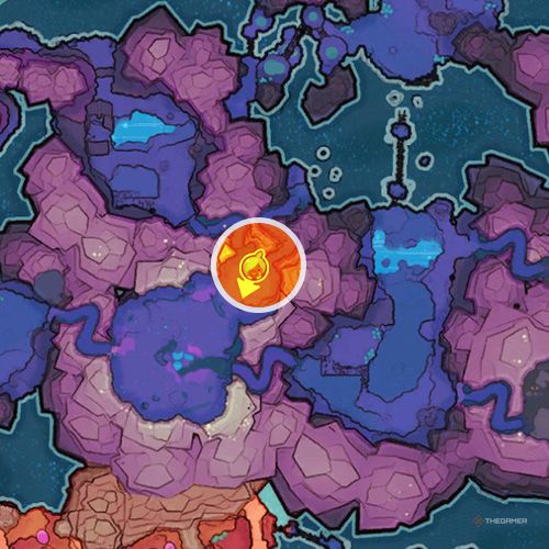 An orange circle shows the Indigo Quarry's Rad Gordo location in Slime Rancher