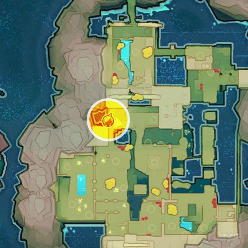 An orange circle shows the Ancient Ruins's Boom Gordo location in Slime Rancher