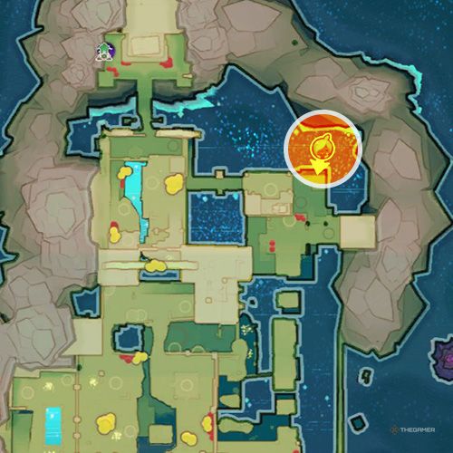 An orange circle shows the Ancient Ruins's Quantum Gordo location in Slime Rancher