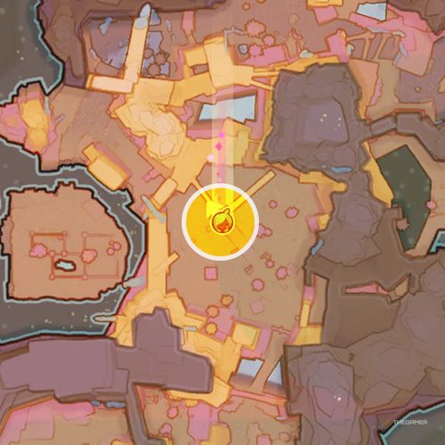 An orange circle shows the Glass Desert's Tangle Gordo location in Slime Rancher