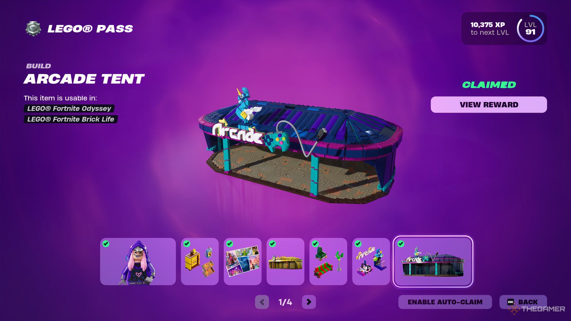 Arcade Tent Build In The Chill And Thrill Lego Pass In Lego Fortnite Odyssey.