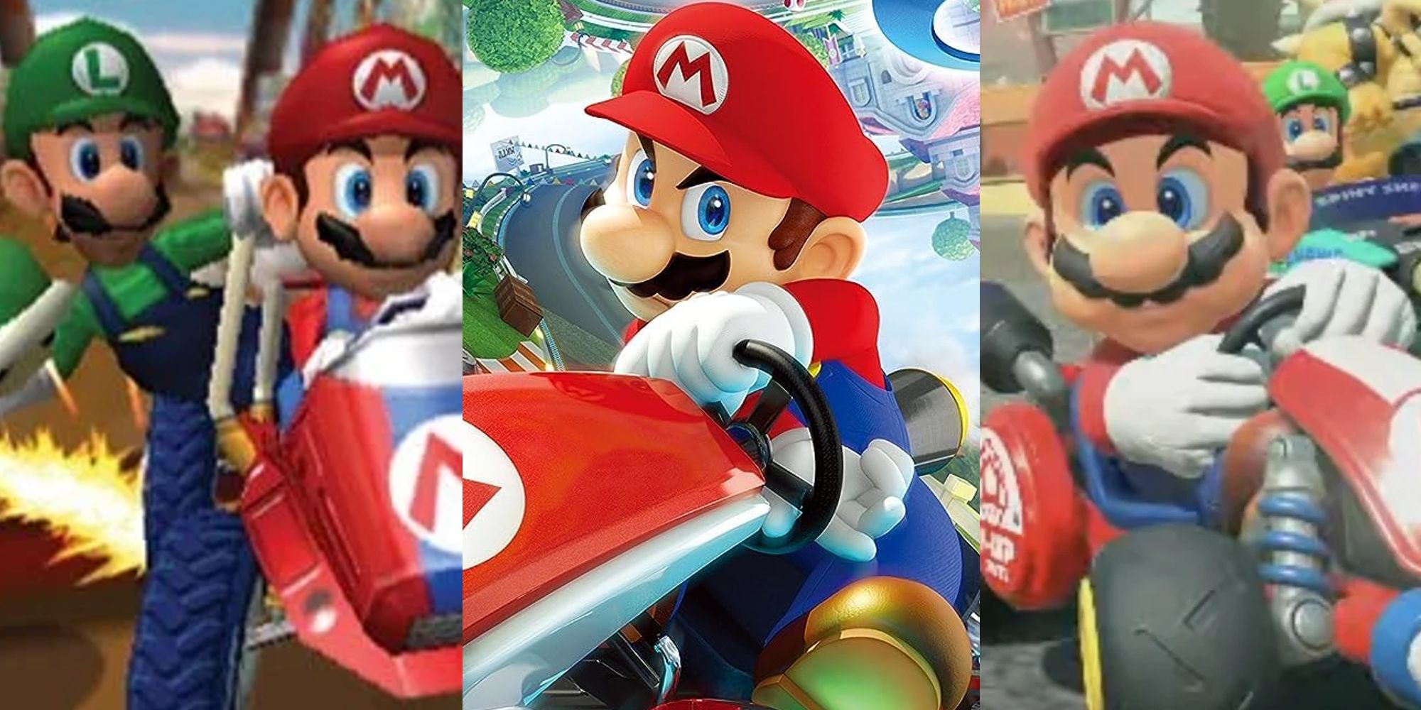 Mario and Luigi in Double Dash; Mario in Mario Kart 8; Mario in Mario Kart 9