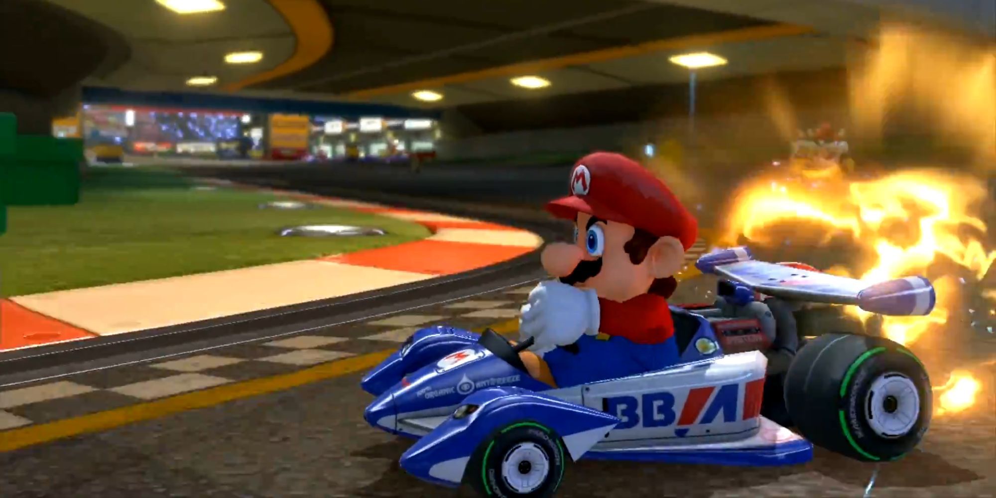 Mario driving around in 200cc engine class.