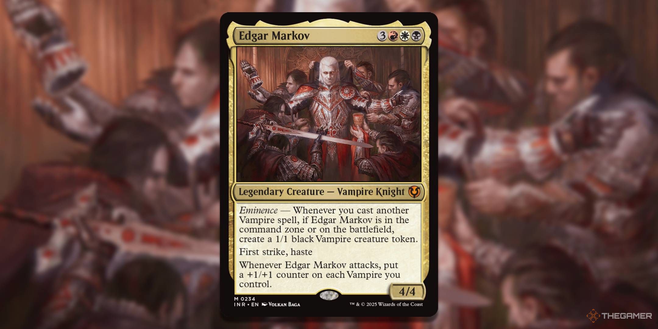 MTG Edgar Markov card with the art in the background.