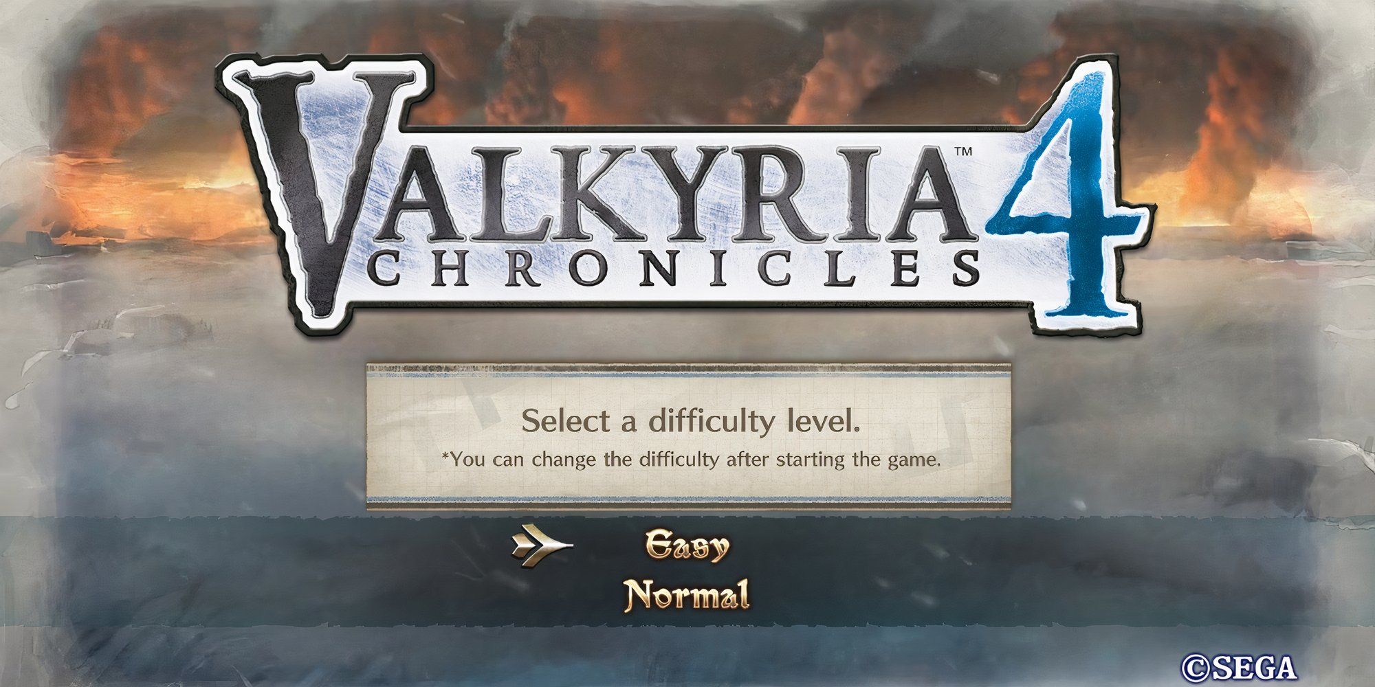 The difficulty menu in Valkyria Chronicles 4