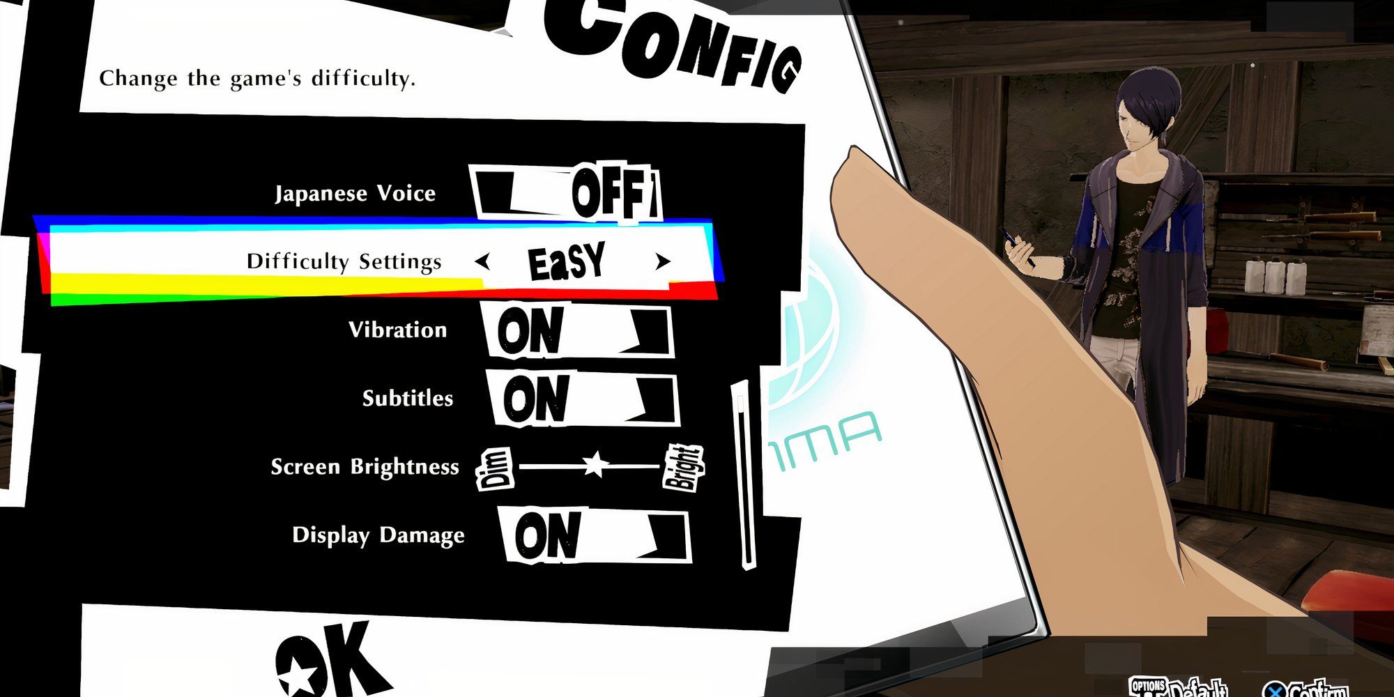 The difficulty menu in Persona 5 Strikers