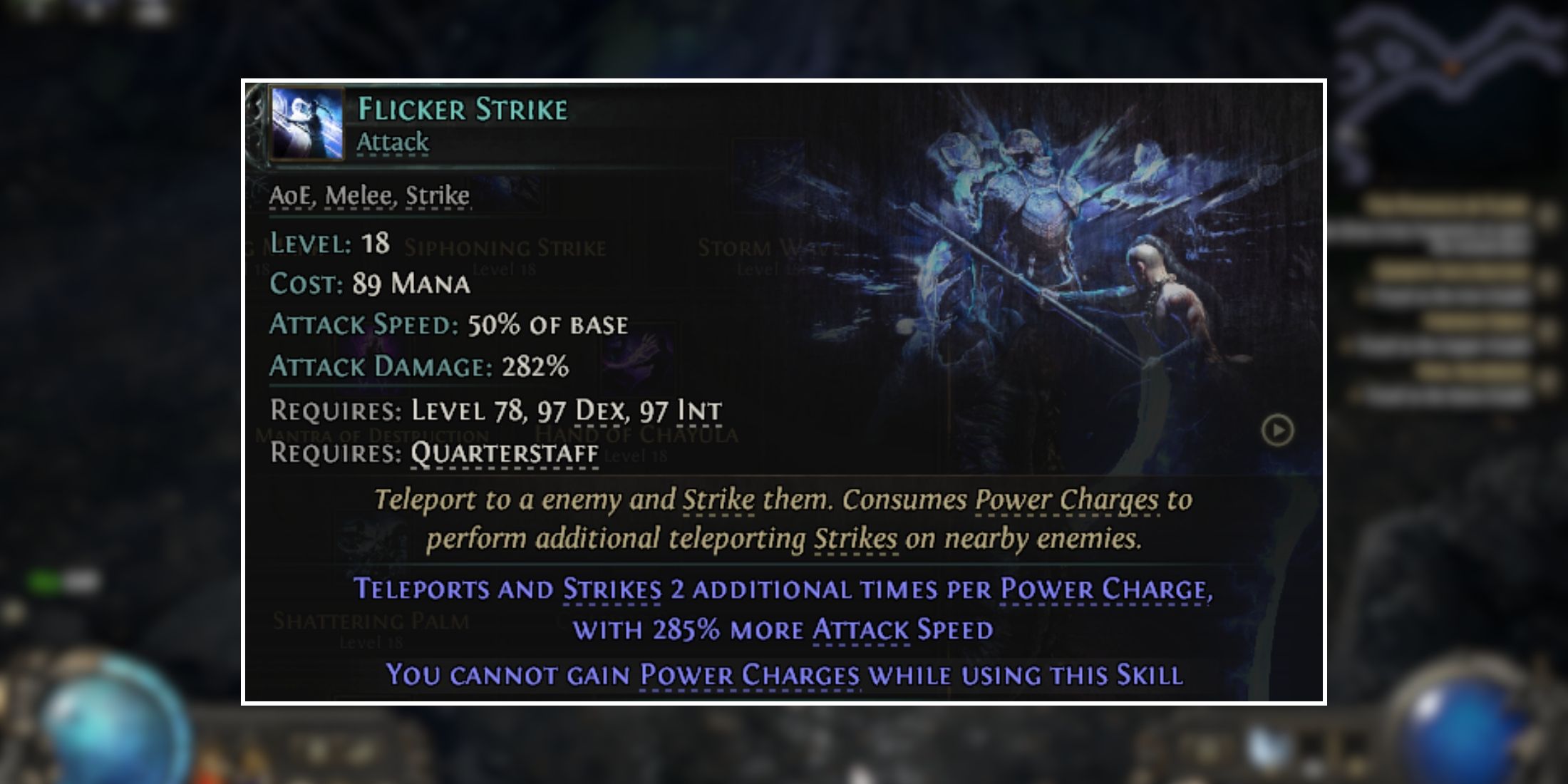 flicker strike monk skill gem in Path Of Exile 2