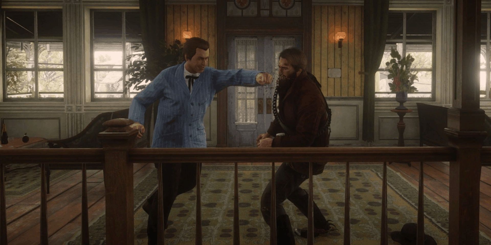 Arthur Morgan getting punched in Red Dead Redemption 2