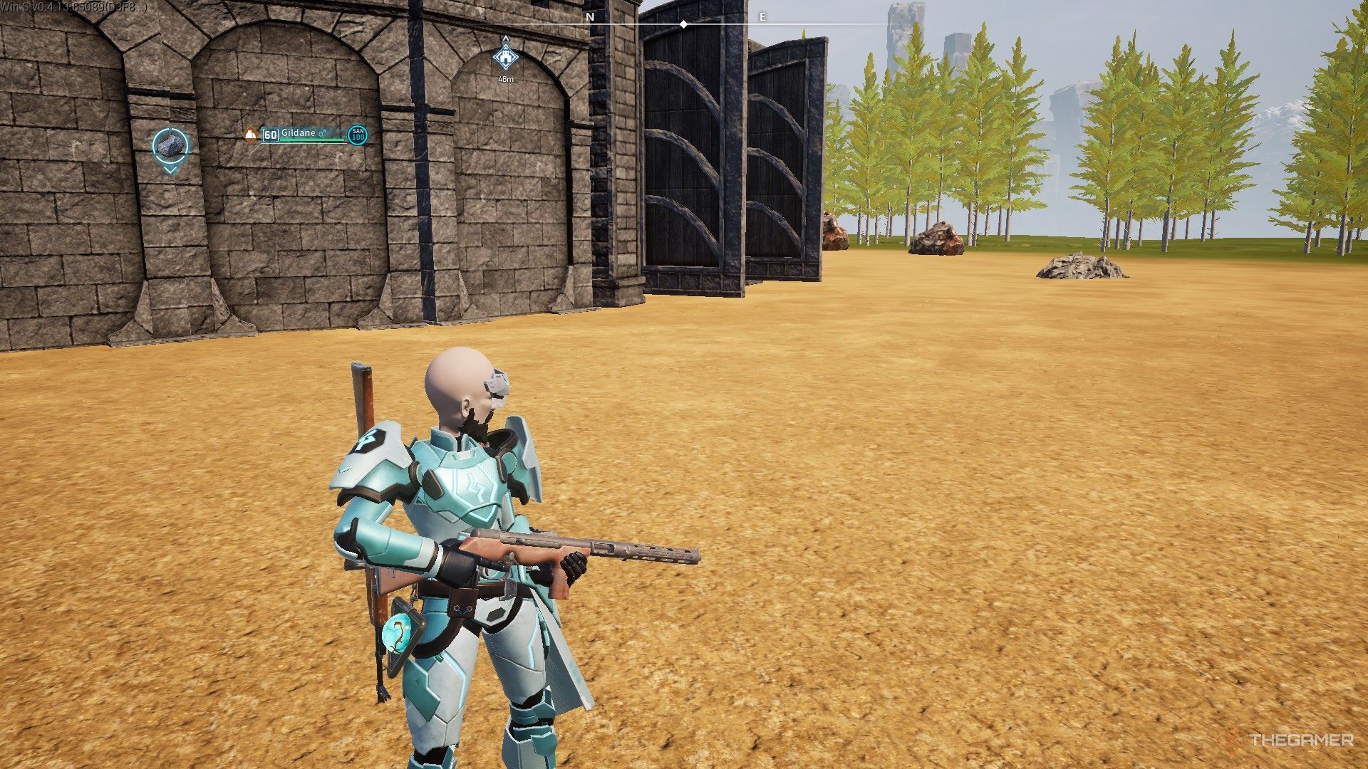 The image shows the player carrying a Makeshift SMG in Palworld.