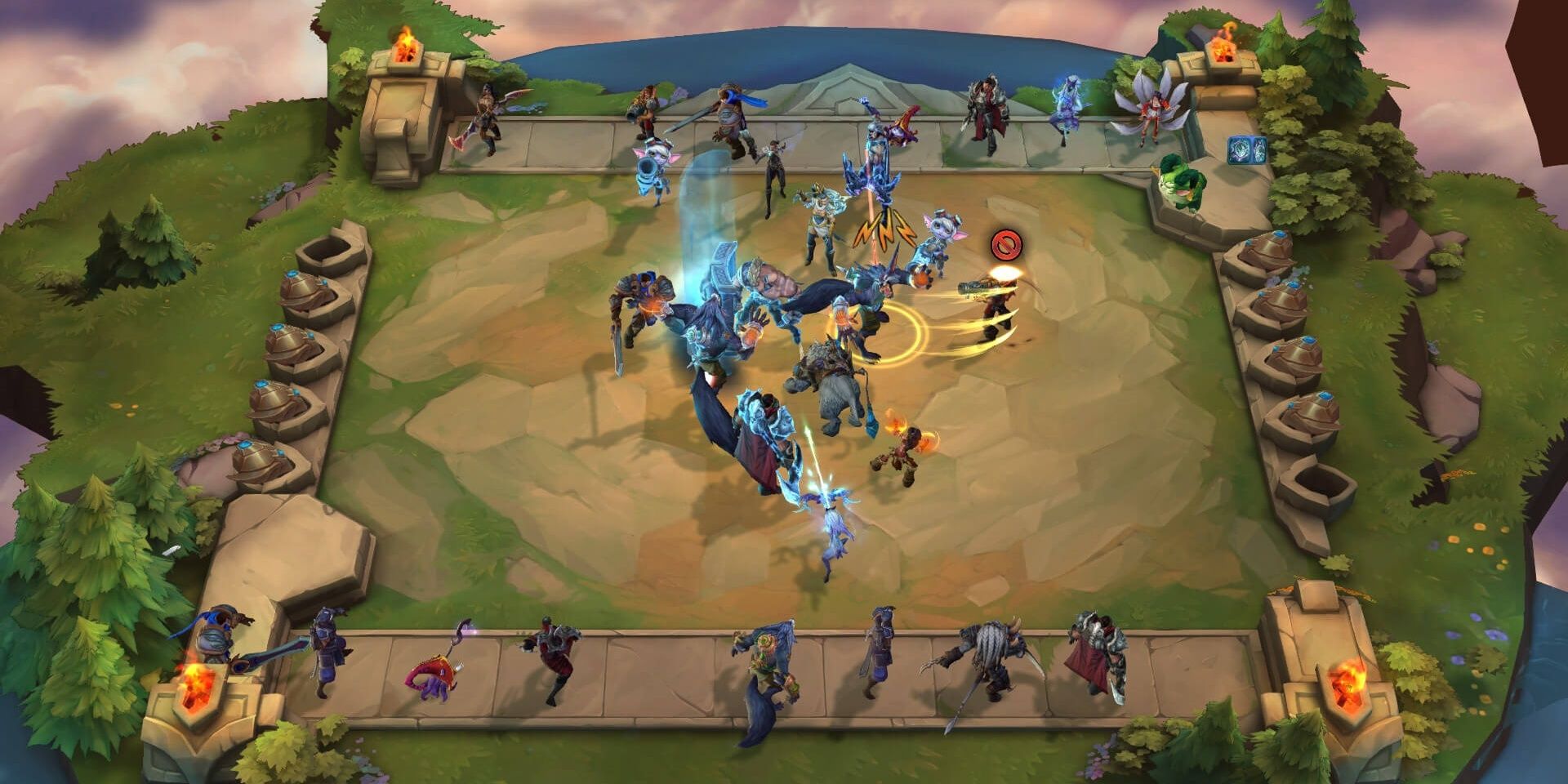 An image of a battle in Teamfight Tactics' battleground