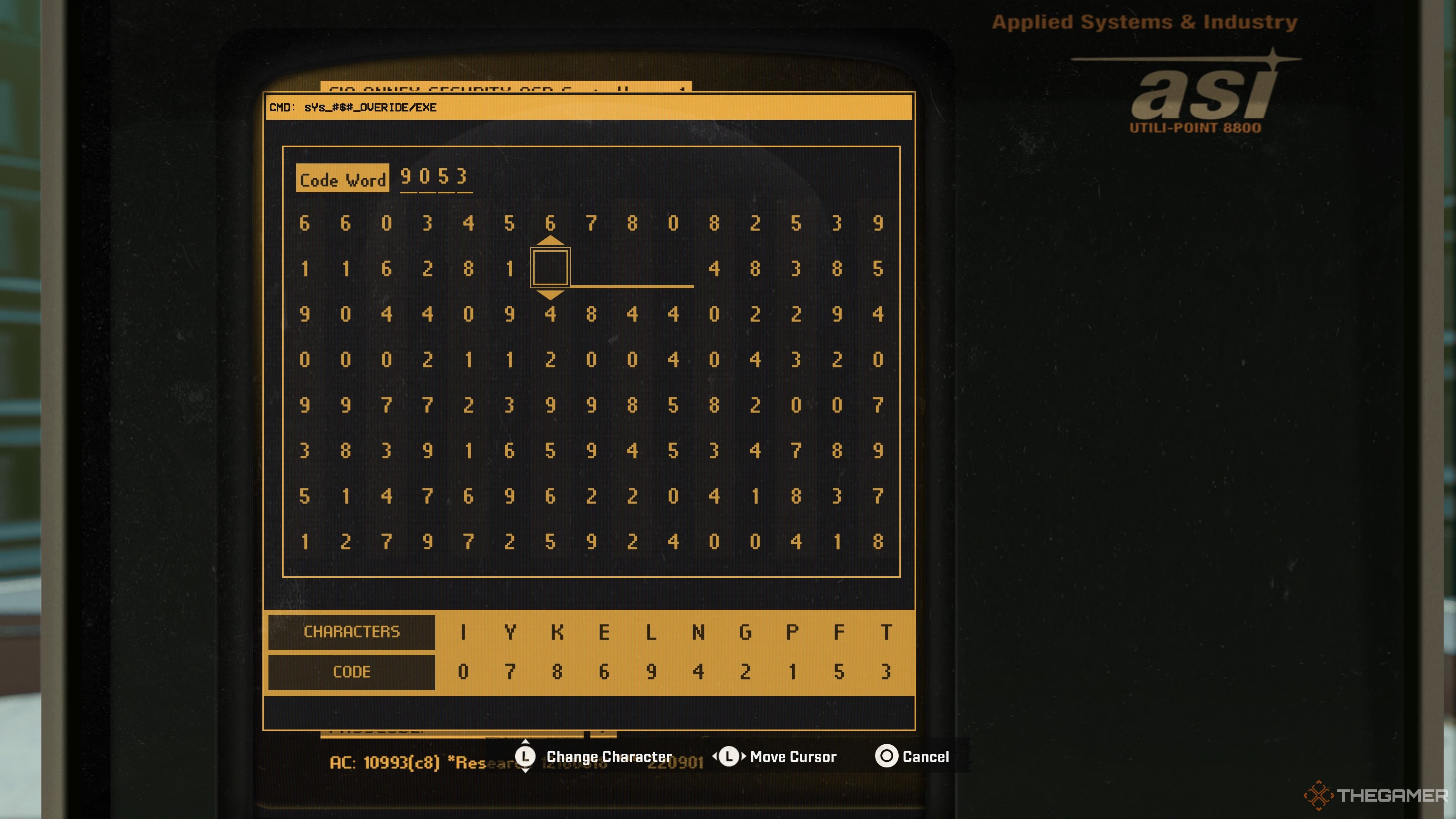 An image of the Cipher Terminal Screen in Call of Duty Black Ops 6. There are characters and code numbers on the screen for the player to look through.