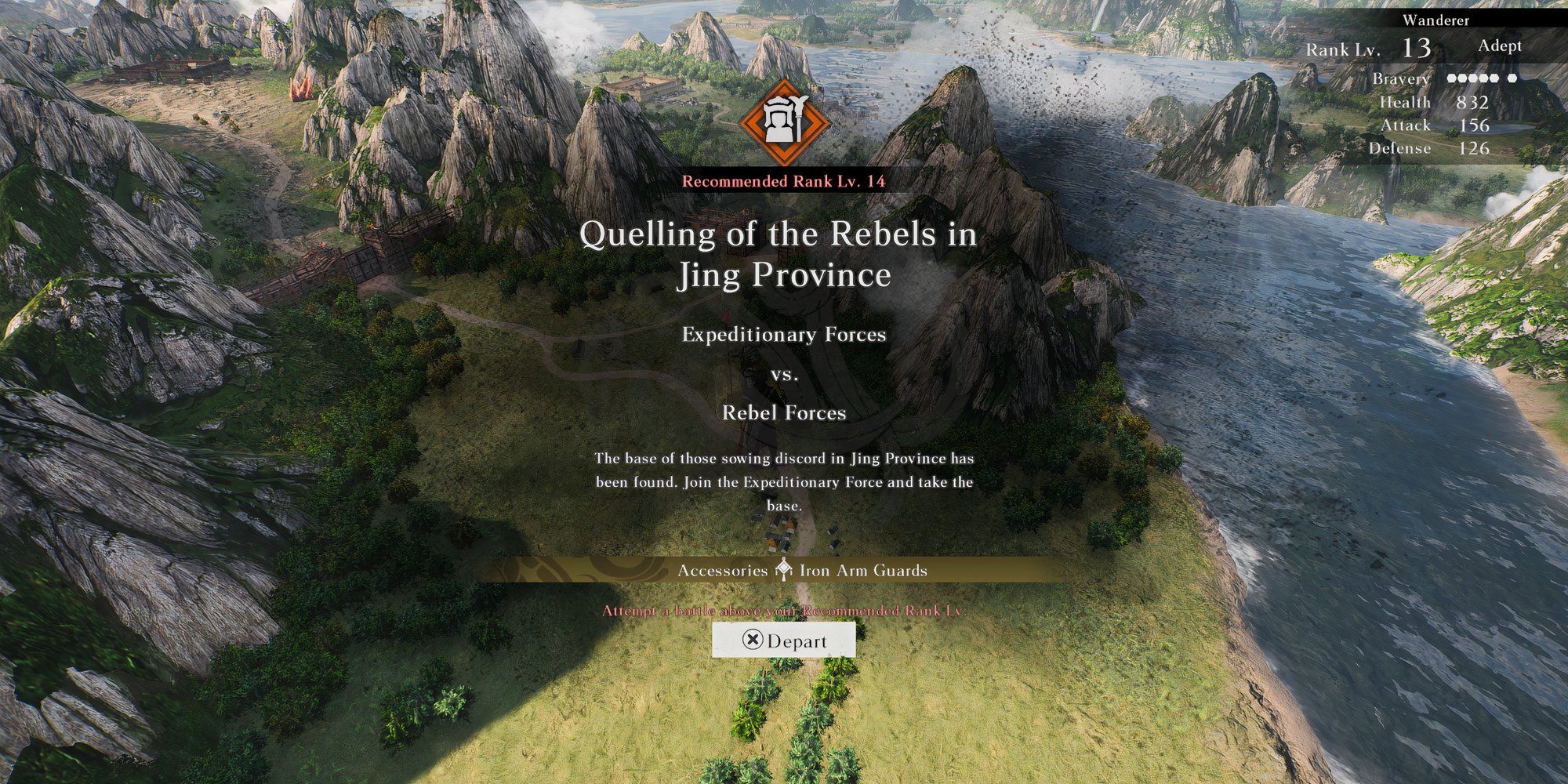 Quelling Of The Rebels In Jing Province quest marker in Dynasty Warriors Origins