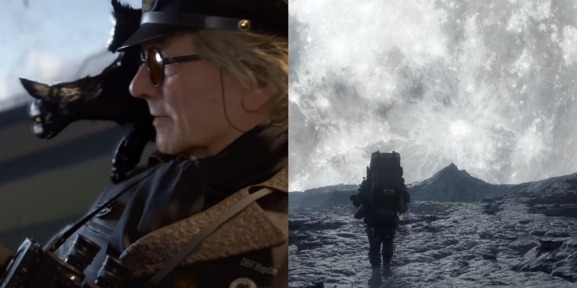 George Miller on the left, Sam walking toward the moon on the right