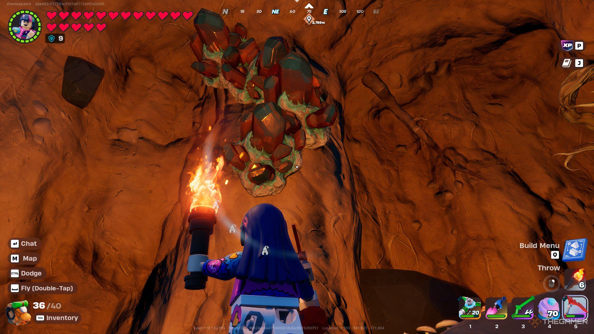 Finding Copper Inside A Grasslands Cave In Lego Fortnite Odyssey.