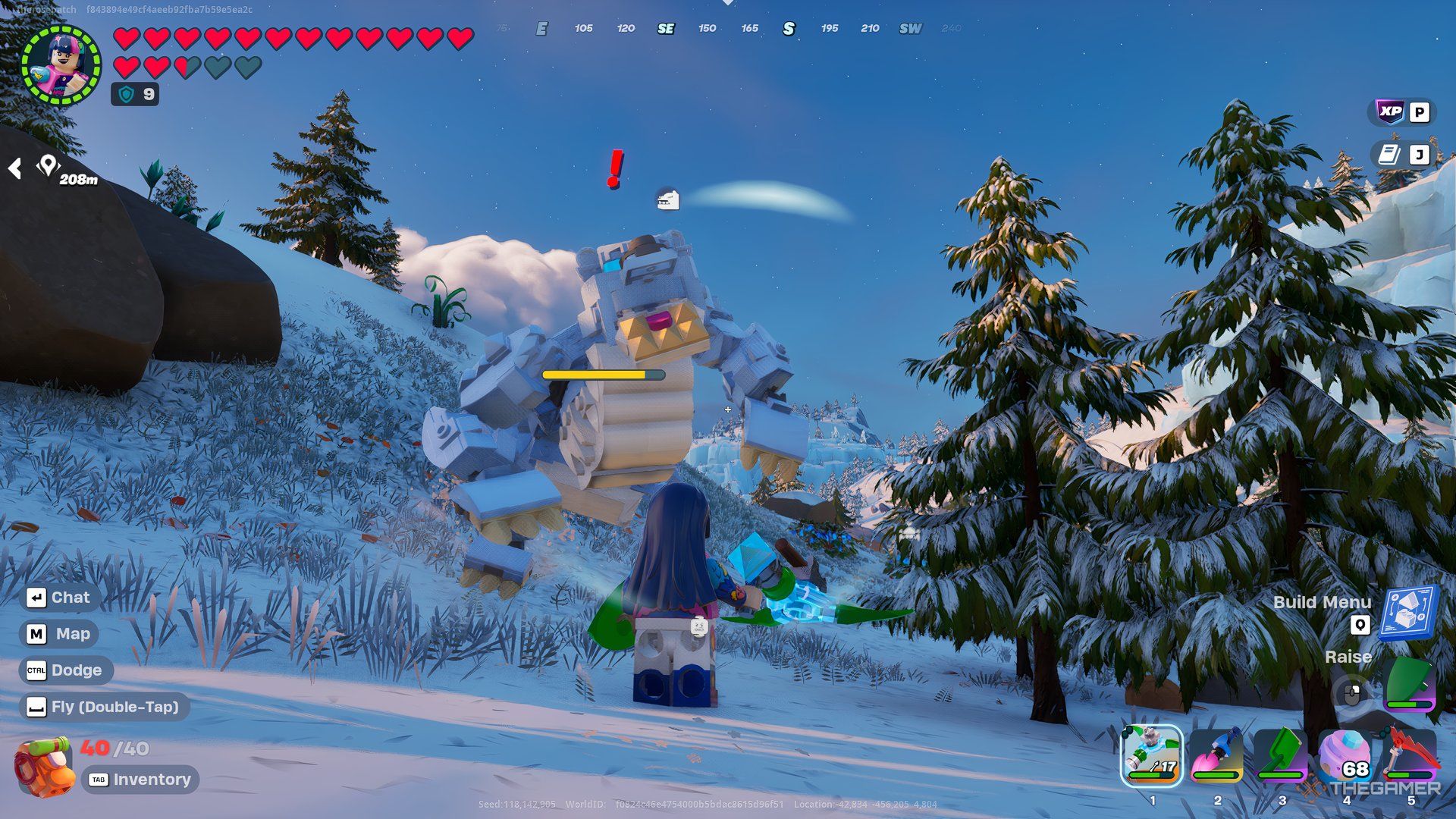 Fighting A Snow Bear In Frostlands In Lego Fornite Odyssey.