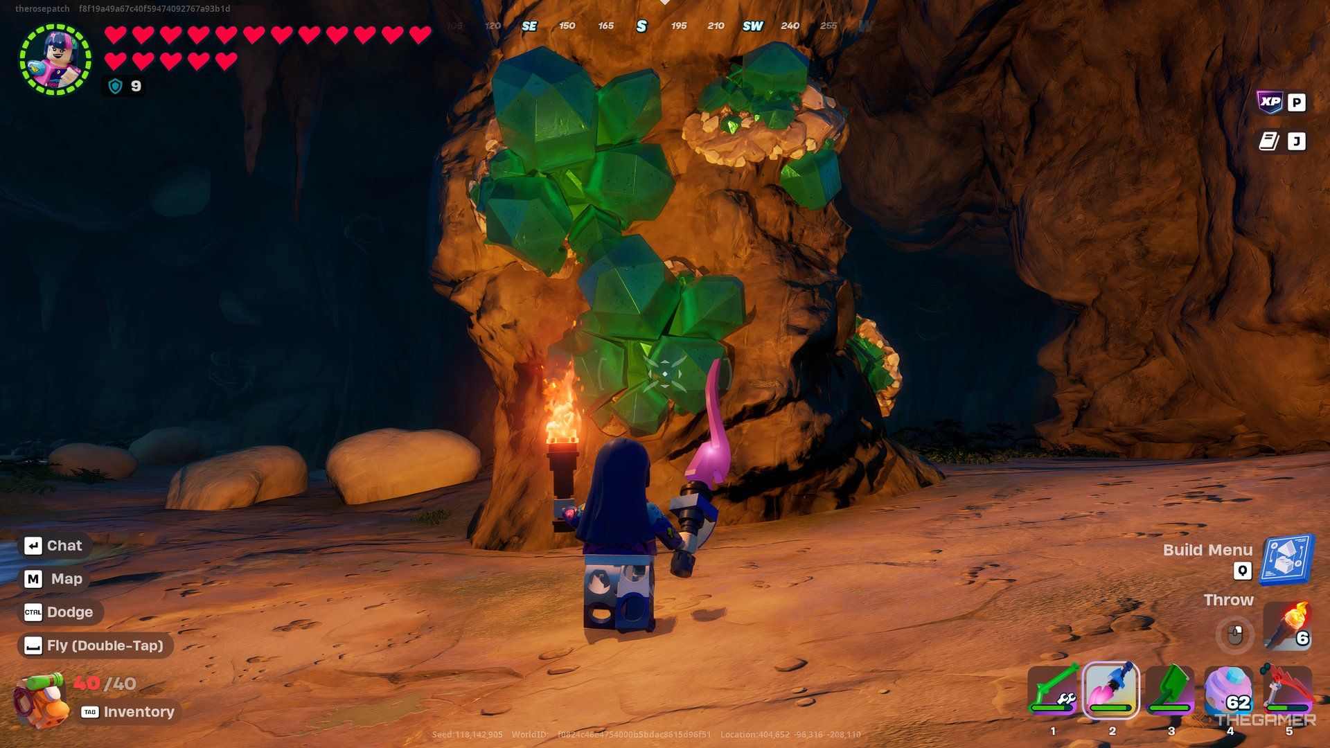 Finding Emerald Clusters In Lost Isles Caves In Lego Fortnite Odyssey.