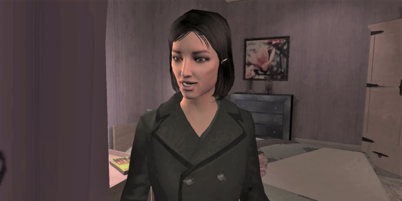 Grand Theft Auto 4 screenshot of Michelle greeting Niko in her apartment.