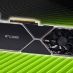 RTX 3080 GPU with green ripple effect Nvidia RTX 50-series backdrop