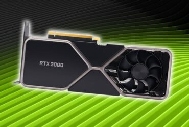 RTX 3080 GPU with green ripple effect Nvidia RTX 50-series backdrop