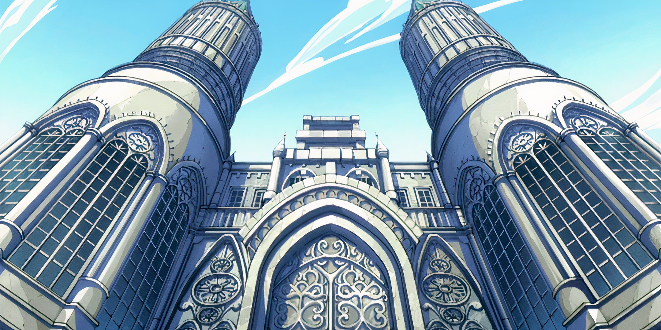 Screenshot of the Cardia Cathedral in Magnolia from Fairy Tail.