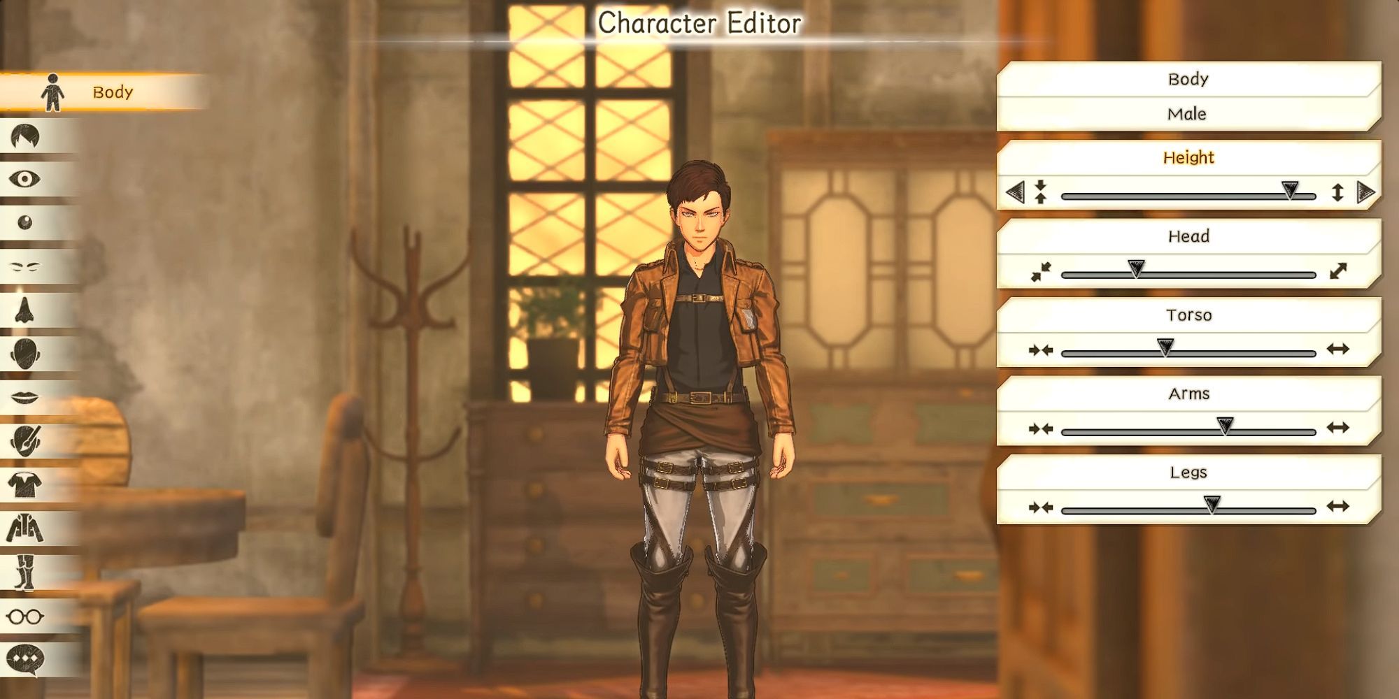 Deciding the height of a character in the Character Editor In Attack On Titan 2.