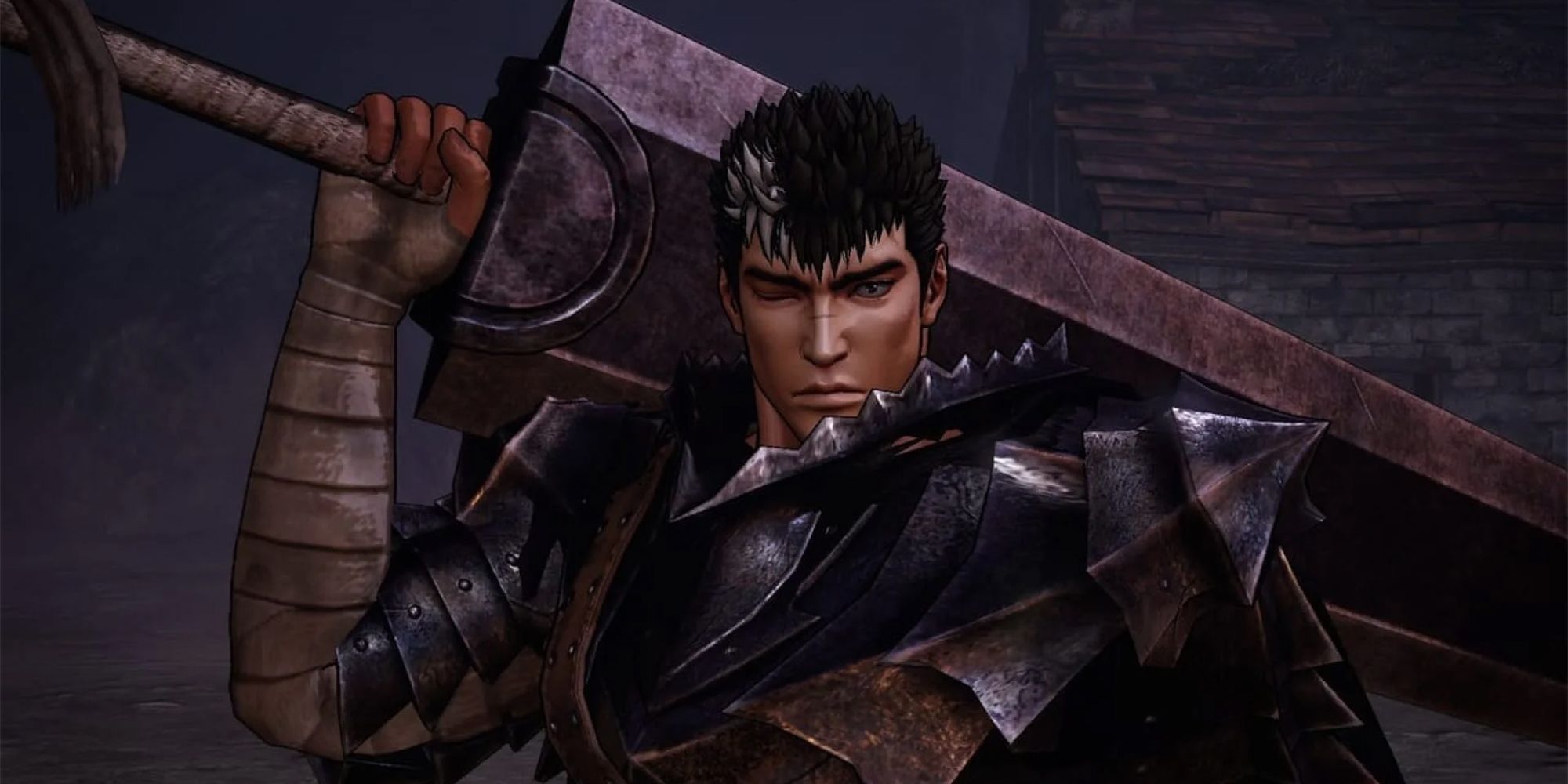 Guts holding his signature sword in Berserk: Band Of The Hawk.