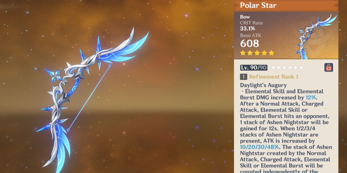 The Polar Star bow's description in Genshin Impact.