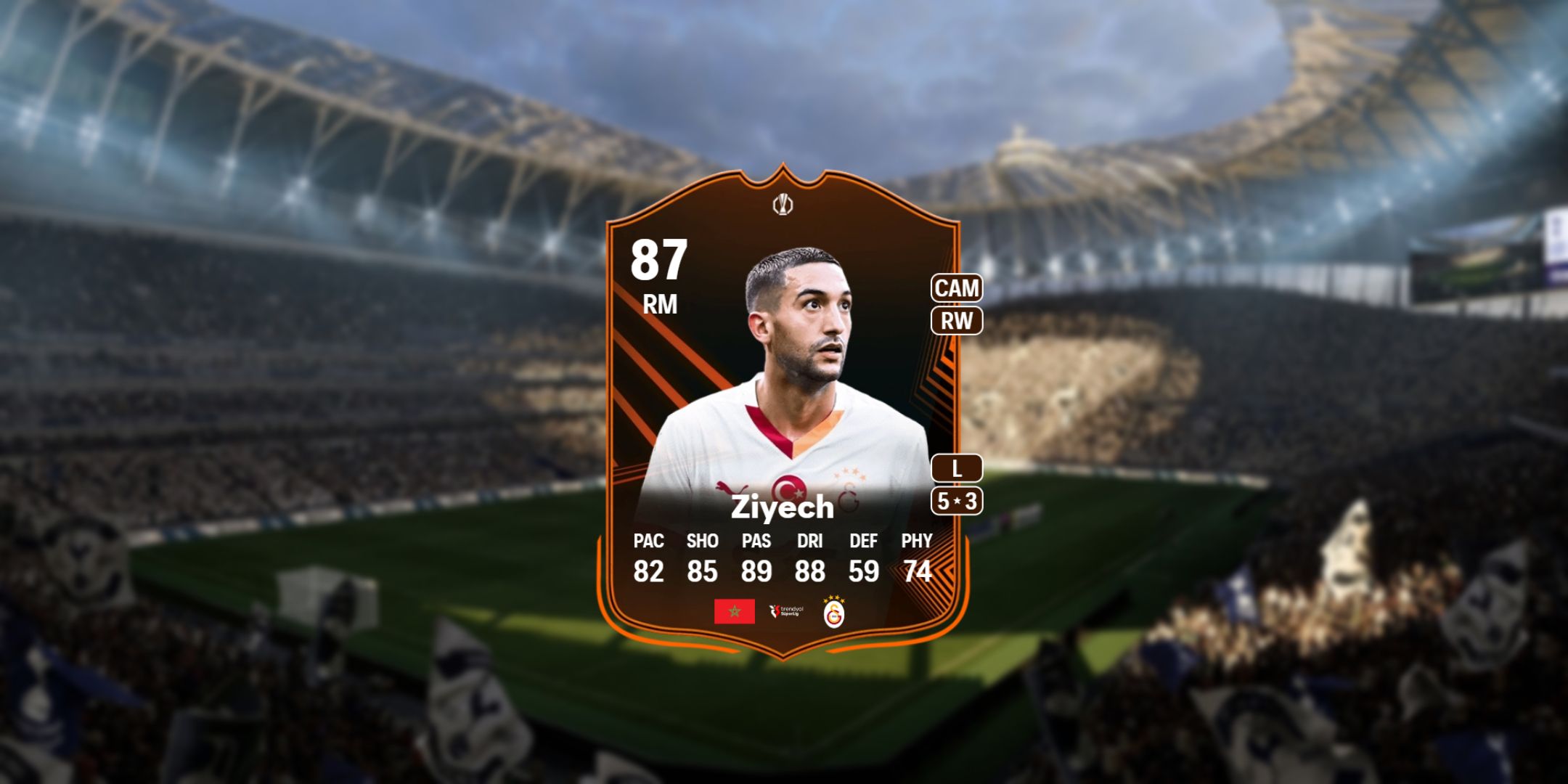 Hakim Ziyech's card in EA Sports FC 25.