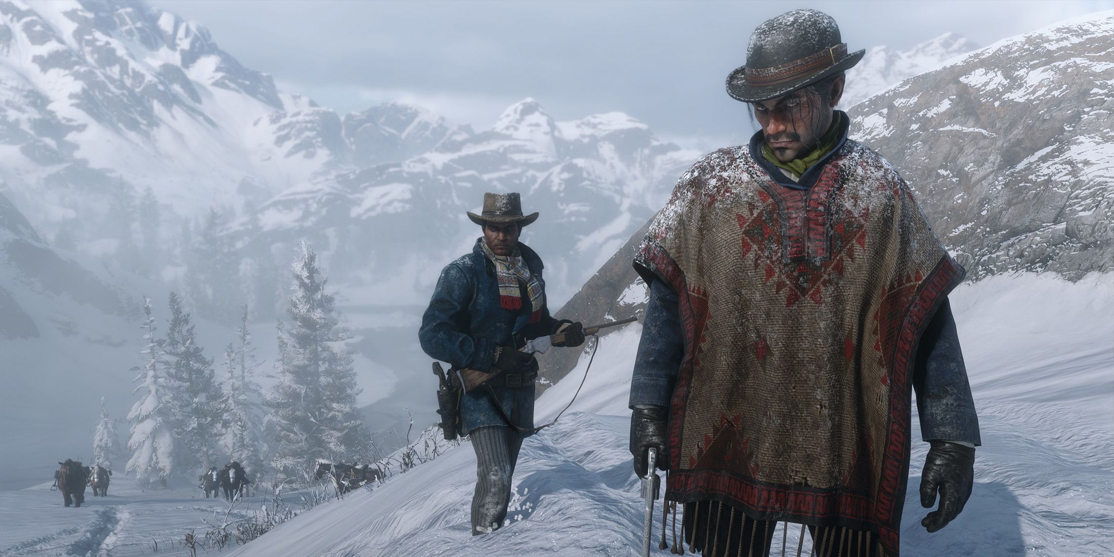 Characters in the snow Red Dead Redemption 2