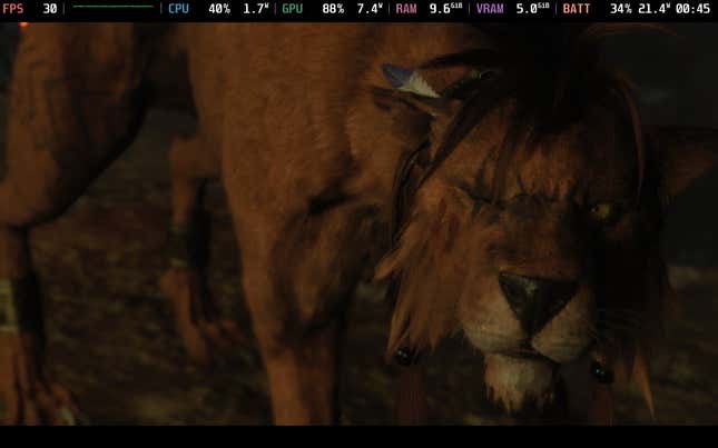 Red XIII looks up at the camera.